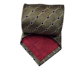 Ermenegildo Zegna Mens Gold & Black 100% Silk Tie Geometric Dots‎ Italy 3.75x60
